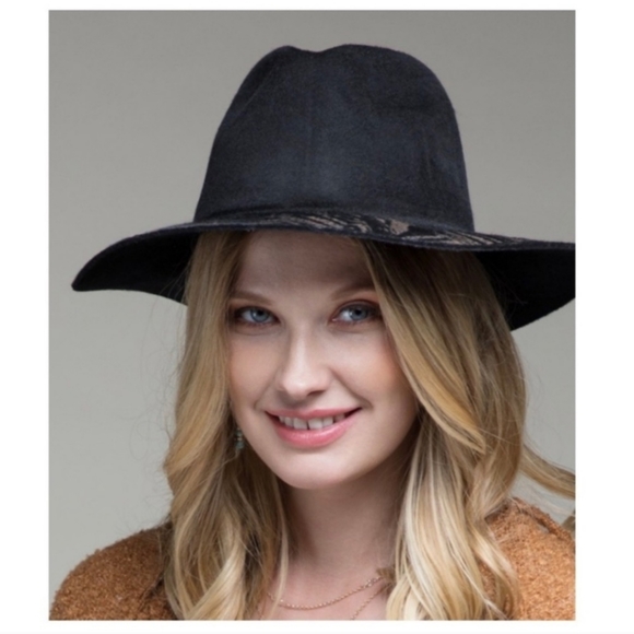 Boho Wool laser Print Brim Panama Hat - Picture 8 of 9